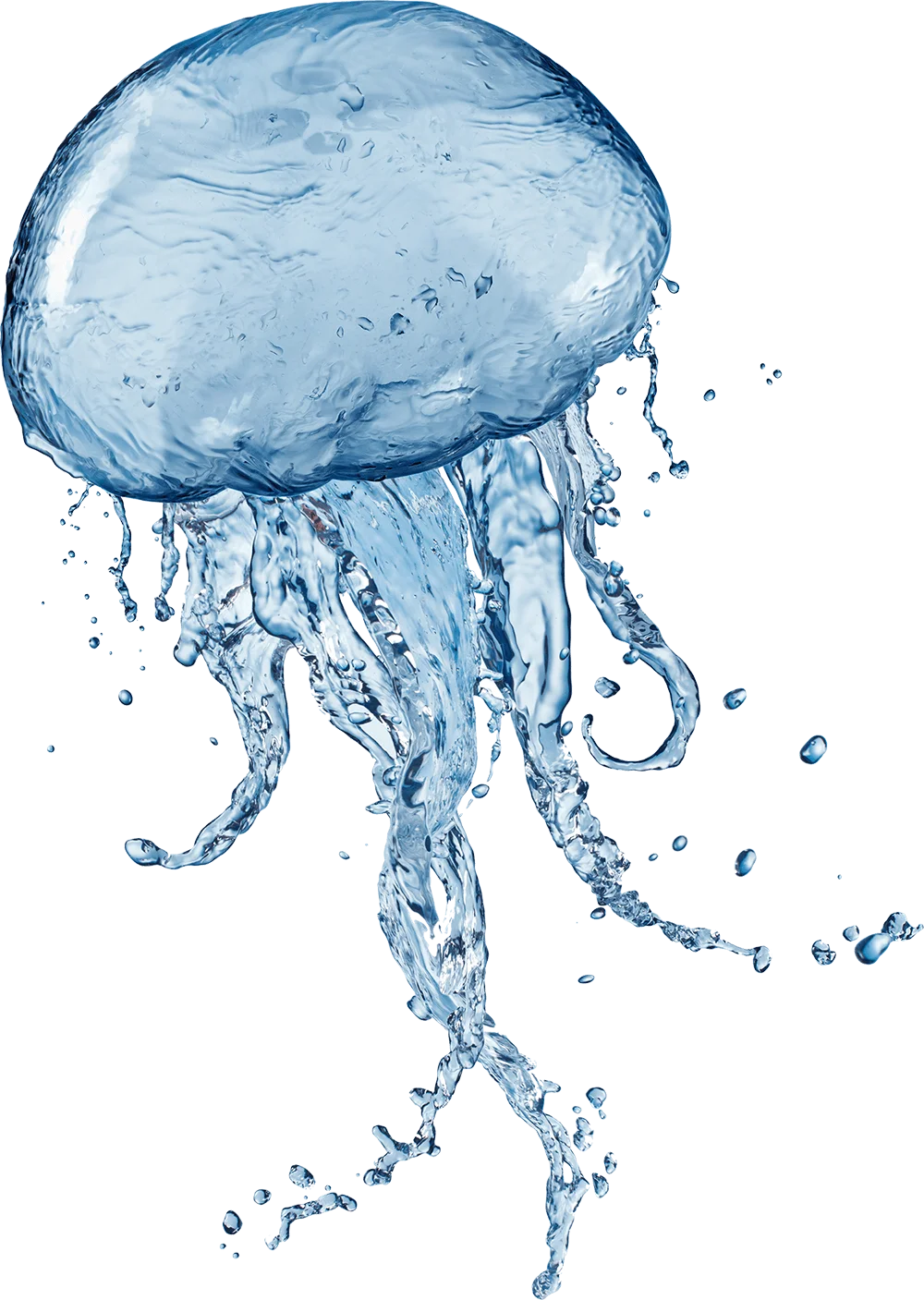 Ethereal Blue Translucent Jellyfish Water Splash Clipart Design