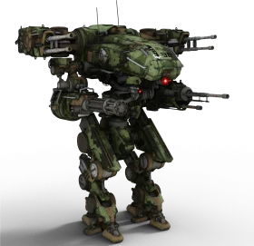 Futuristic Mech Warrior Armored Combat Clipart - Tactical Robotic Sentinel