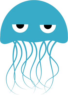 Minimalist Blue Jellyfish Clipart with Sleepy Cartoon Expression