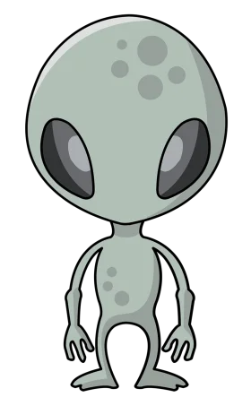 Minimalist Gray Extraterrestrial Being Clipart with Large Expressive Eyes