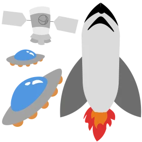 Minimalist Space Exploration Vessels and Satellite Clipart Collection