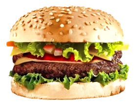 Mouth-Watering Classic Hamburger Clipart with Fresh Ingredients and Sesame Bun