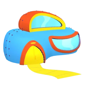 Playful Geometric Spaceship Exterior Clipart with Colorful Abstract Design