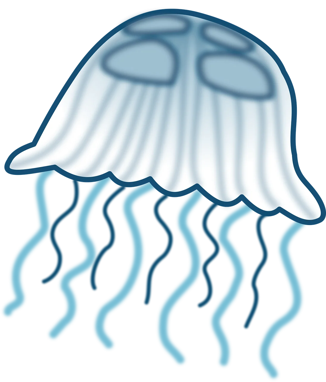 Serene Blue Jellyfish Clipart Illustration with Translucent Aquatic Grace