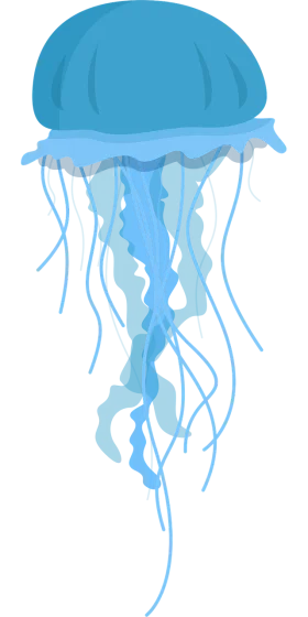 Serene Blue Ocean Drifter: Translucent Marine Jellyfish Clipart Illustration