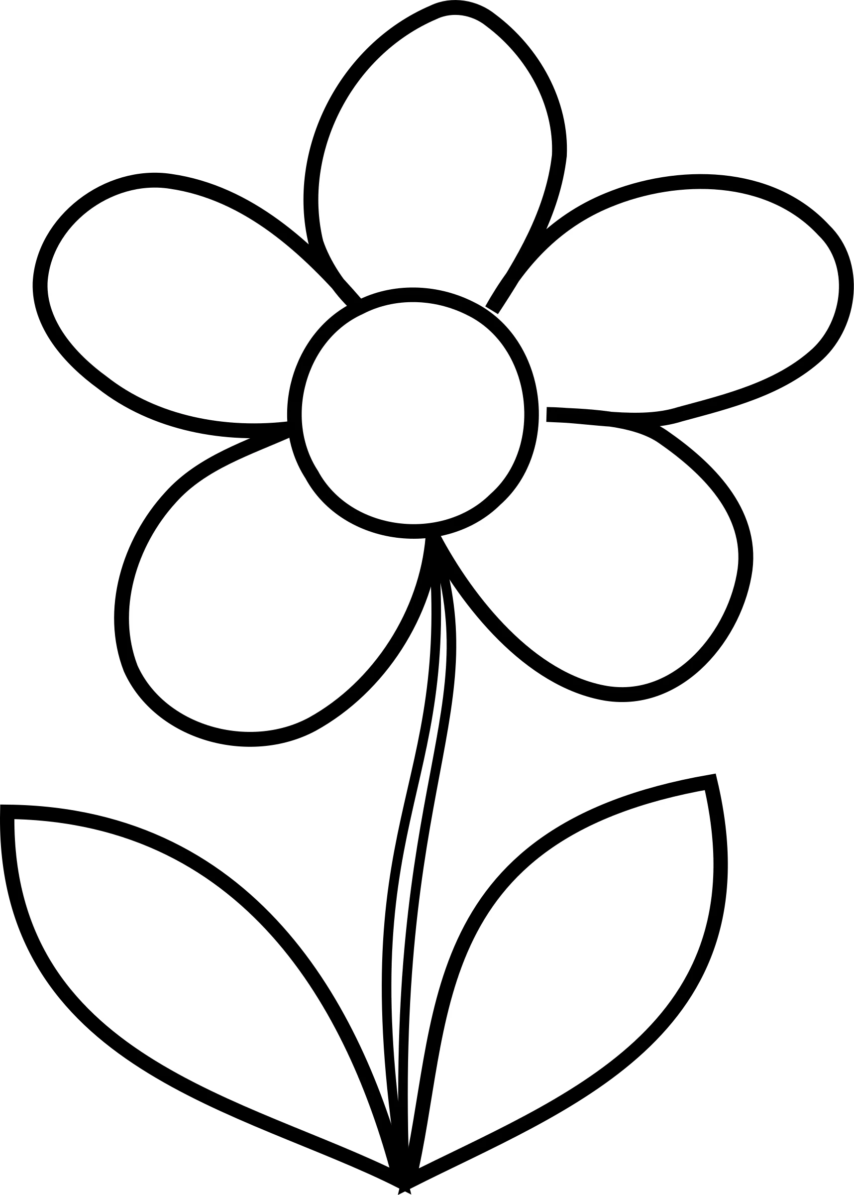 Simple Black and White Flower Clipart with Delicate Petal Design