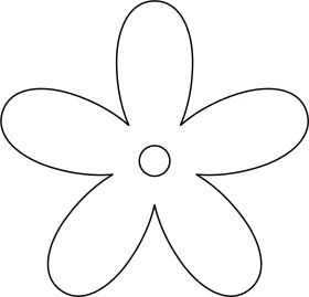 Simple Black and White Symmetrical Flower Clipart Design with Soft Petal Shapes