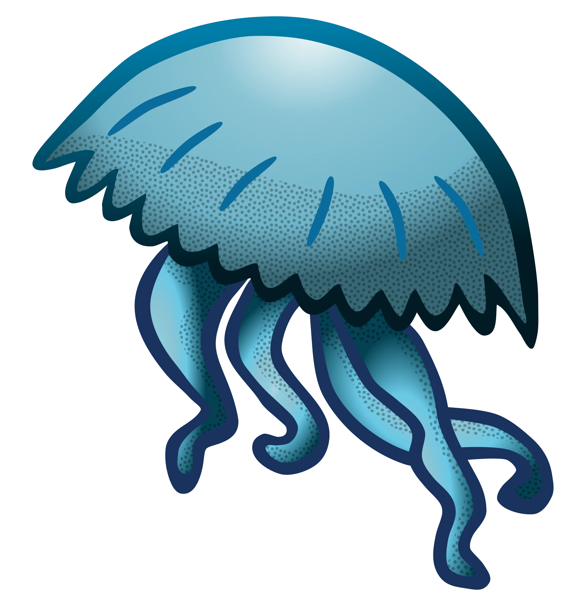 Stylized Blue Ocean Drift: Ethereal Jellyfish Underwater Clipart Design