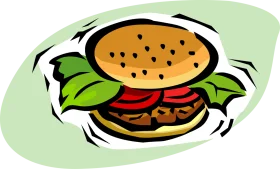 Stylized Classic American Hamburger Clipart with Playful Green Backdrop