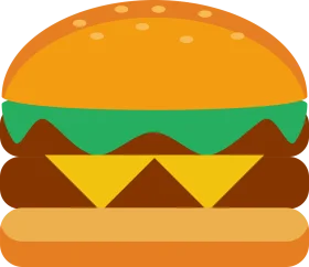 Stylized Double Cheeseburger Geometric Clipart with Bold Color Layers