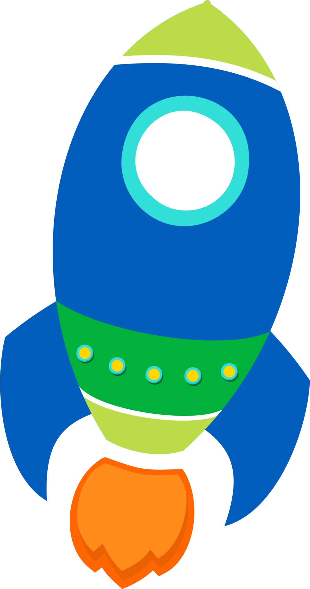 Whimsical Blue and Green Spaceship Rocket Clipart Design for Kids