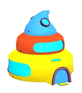 Whimsical Cartoon Spaceship Clipart: Playful Geometric Space Vessel Design