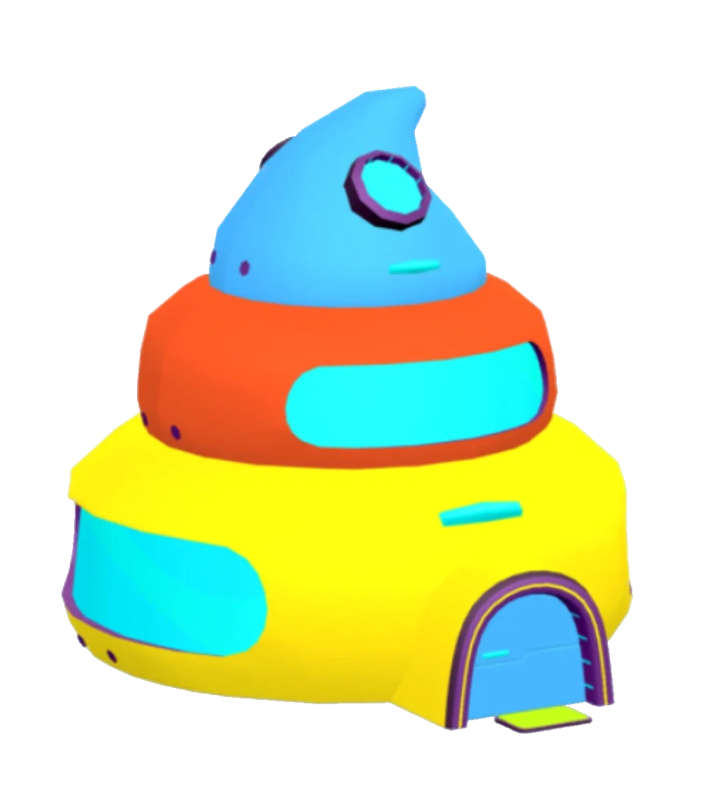Whimsical Cartoon Spaceship Clipart: Playful Geometric Space Vessel Design