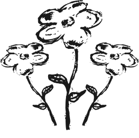 Whimsical Hand-Drawn Black and White Floral Clipart with Charming Blooms