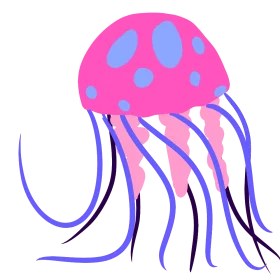 Whimsical Pink and Blue Jellyfish Swimming Clipart Design with Fluid Tentacles