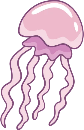 Whimsical Pink Jellyfish Clipart: Soft Tentacled Marine Creature Illustration