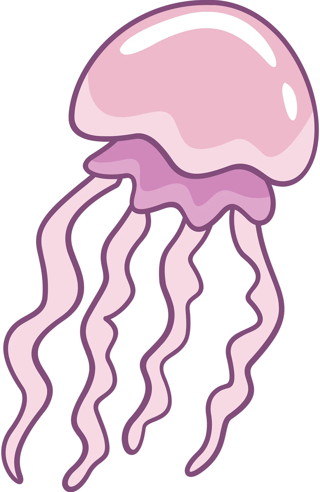 Whimsical Pink Jellyfish Clipart: Soft Tentacled Marine Creature Illustration