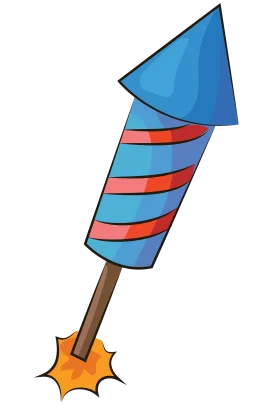 Colorful Festive Rocket Firework Clipart Illustration with Dynamic Launch