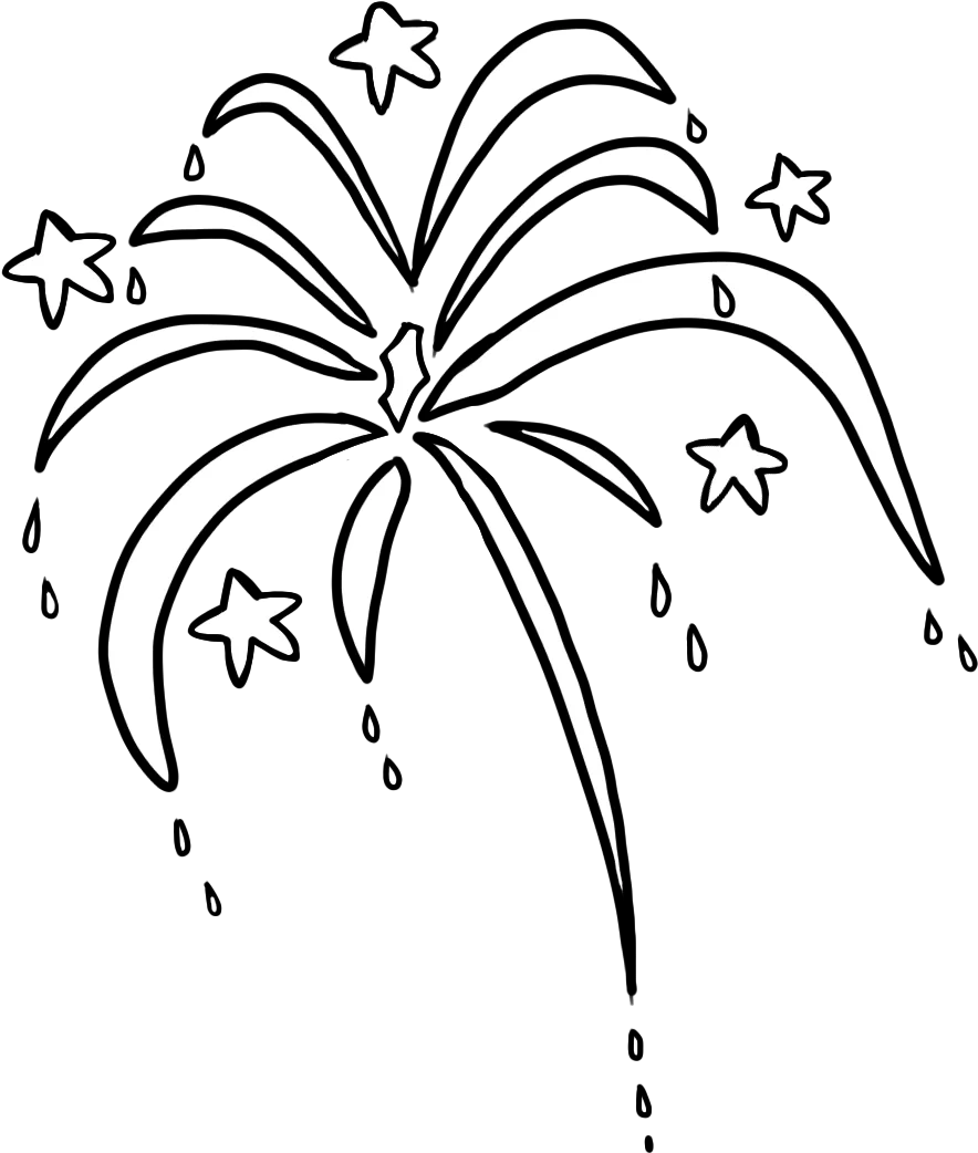 Elegant Black and White Fireworks Celebration Clipart Design