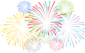 Festive Celebration Burst of Colorful Fireworks Artistic Clipart Design