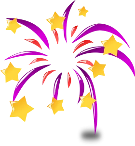 Festive Celebration Firework Clipart with Colorful Radiating Burst of Stars