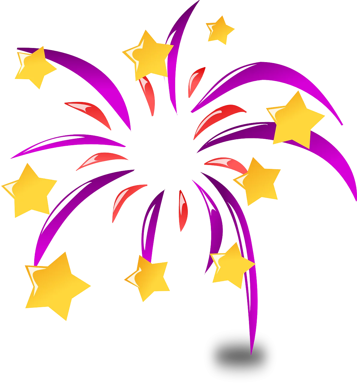 Festive Celebration Firework Clipart with Colorful Radiating Burst of Stars