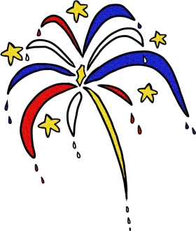 Festive Patriotic Fireworks Display Celebration Clipart Illustration
