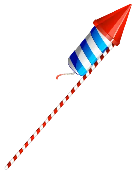 Festive Red, White, and Blue Rocket Firework Clipart Design for Celebrations