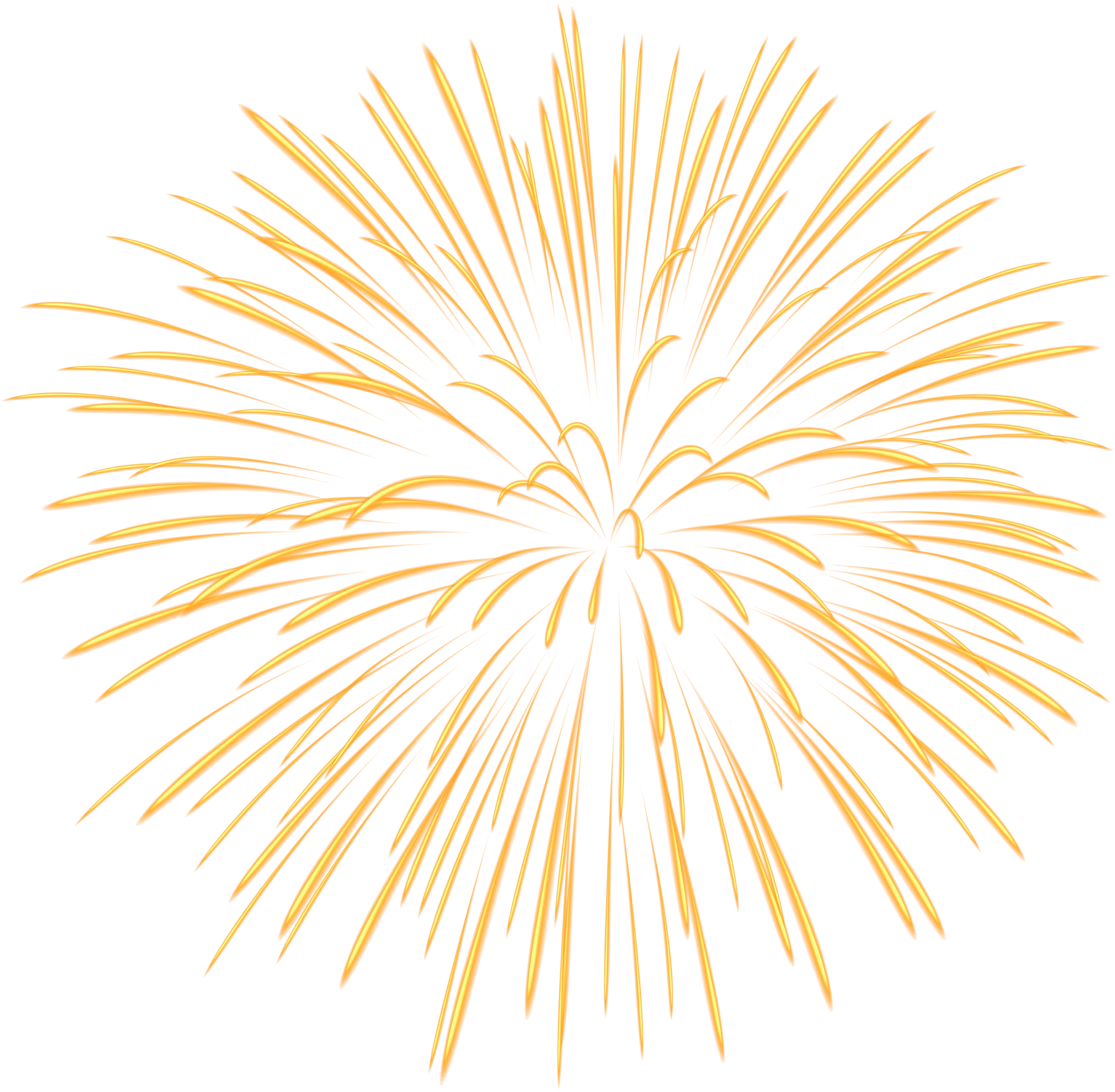 Golden Radiant Burst Firework Clipart - Explosive Celebration Design Element