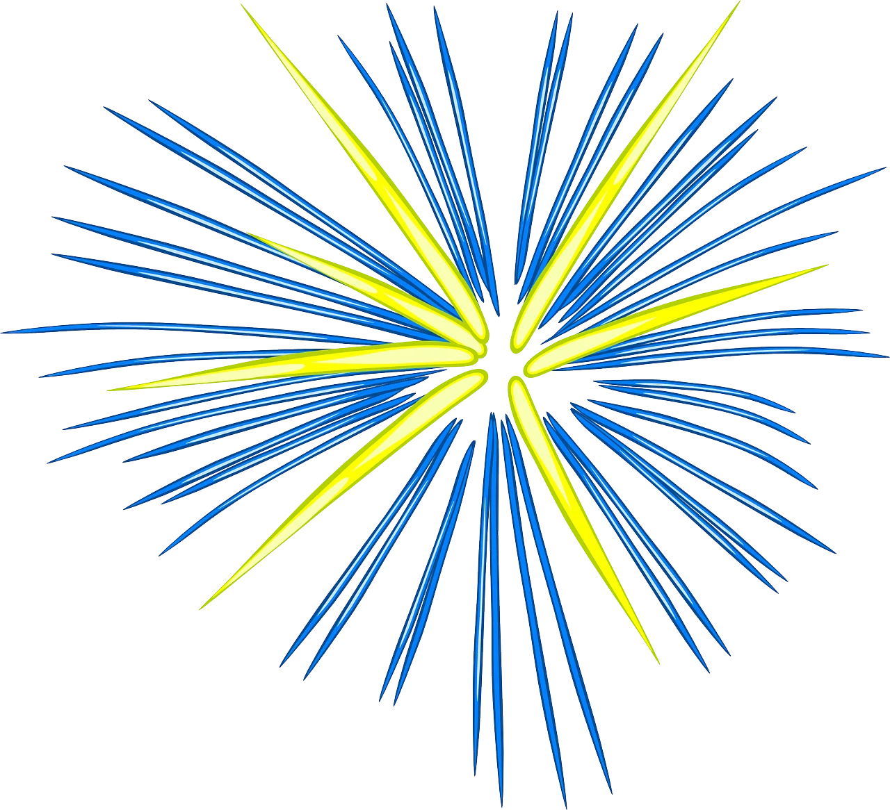 Radiant Blue and Yellow Starburst Firework Clipart Illustration Design