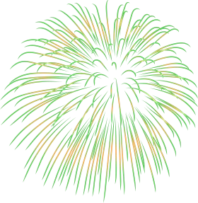 Radiant Green and Yellow Burst Firework Clipart Explosion Graphic Design