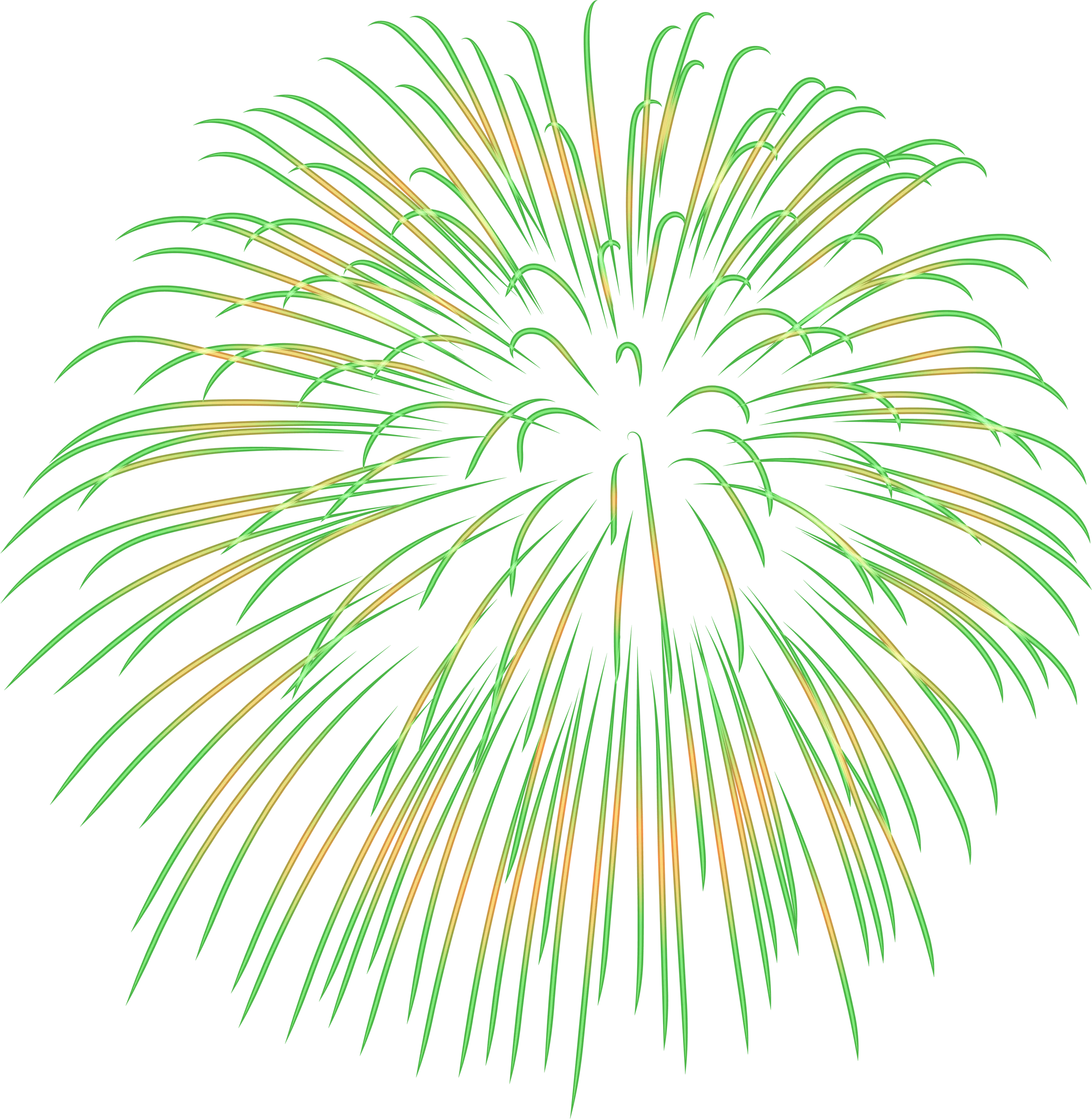 Radiant Green and Yellow Burst Firework Clipart Explosion Graphic Design