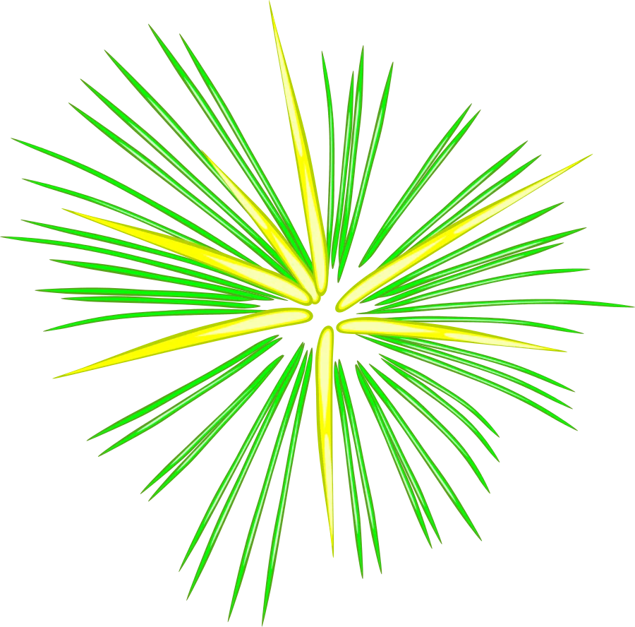 Radiant Green and Yellow Starburst Firework Clipart Design Element