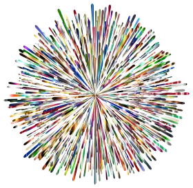 Radiant Starburst Explosion of Colorful Linear Clipart Design Artwork