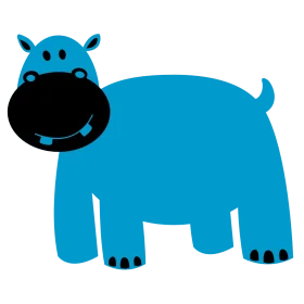 Adorable Blue Hippo Clipart: Playful Cartoon Character with Whimsical Design