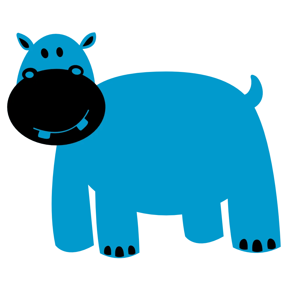 Adorable Blue Hippo Clipart: Playful Cartoon Character with Whimsical Design