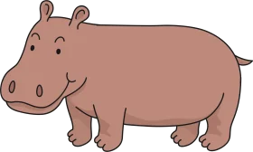 Adorable Cartoon Hippo Clipart: Cute and Playful Riverside Friend Illustration