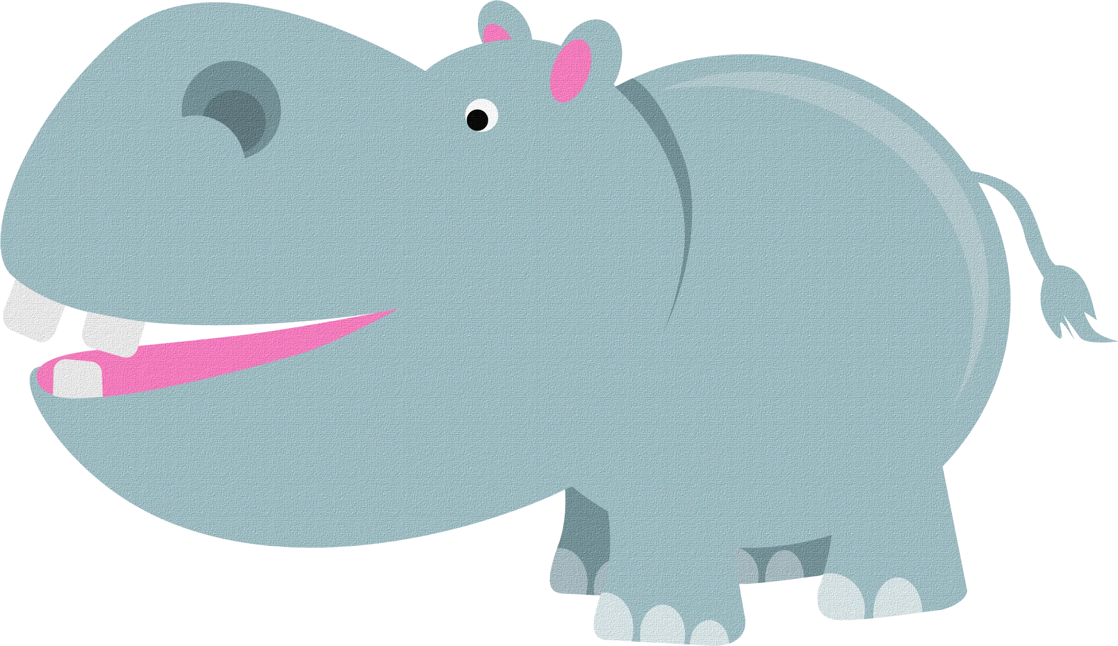 Adorable Cartoon Hippopotamus Clipart with Playful Pink Accents