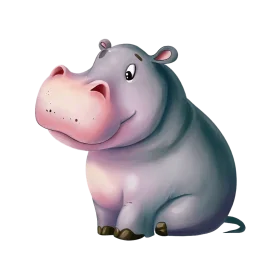 Adorable Chubby Hippo Clipart: Whimsical Cartoon Character with Playful Expression