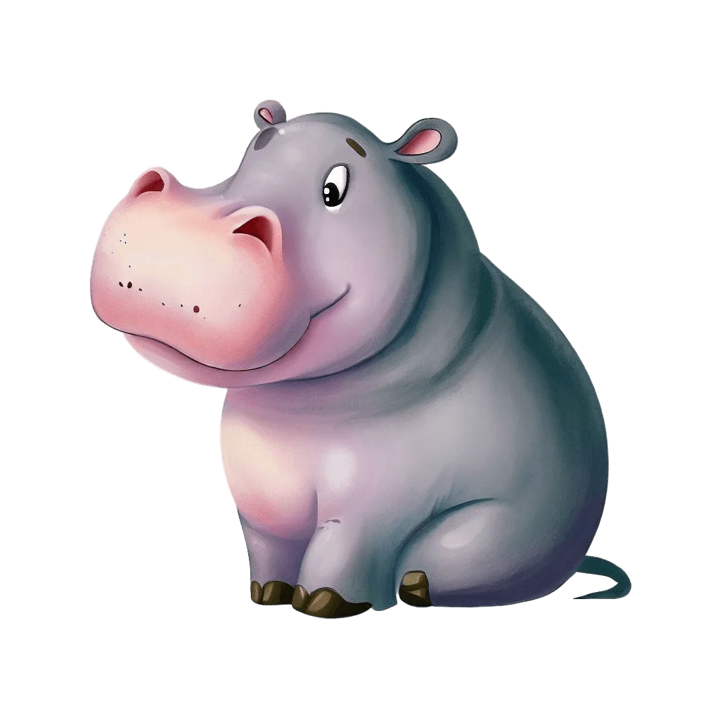 Adorable Chubby Hippo Clipart: Whimsical Cartoon Character with Playful Expression