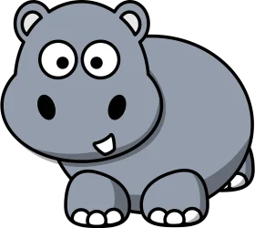 Adorable Gray Cartoon Hippo Clipart: Cute and Playful Cartoon Character Design