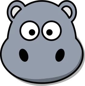 Adorable Gray Hippo Cartoon Clipart with Googly Eyes and Round Features