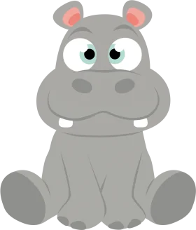 Adorable Gray Hippo Clipart: Cute Cartoon Character with Playful Expression