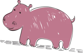 Adorable Pink Whimsical Hippo Clipart Illustration for Kids' Design