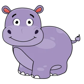 Adorable Purple Cartoon Hippo Clipart: Cute and Playful Illustration for Kids
