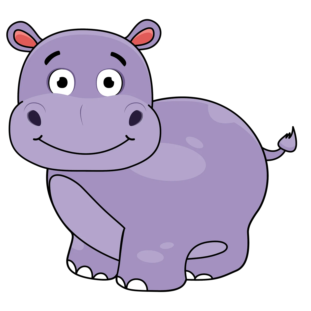 Adorable Purple Cartoon Hippo Clipart: Cute and Playful Illustration for Kids