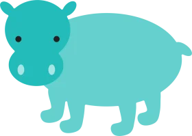 Adorable Teal Hippo Clipart: Cute Cartoon Character with Whimsical Design