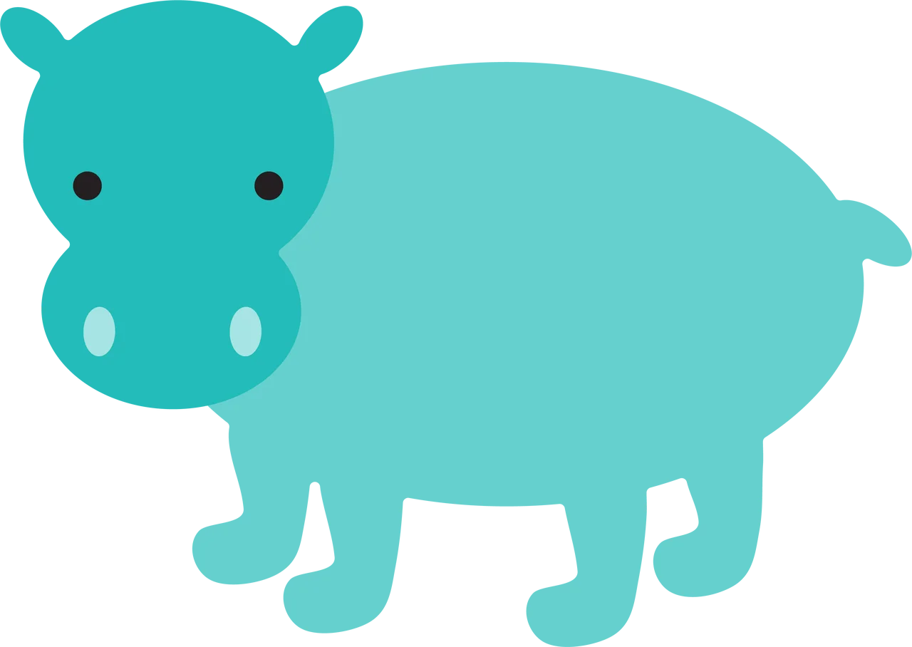 Adorable Teal Hippo Clipart: Cute Cartoon Character with Whimsical Design