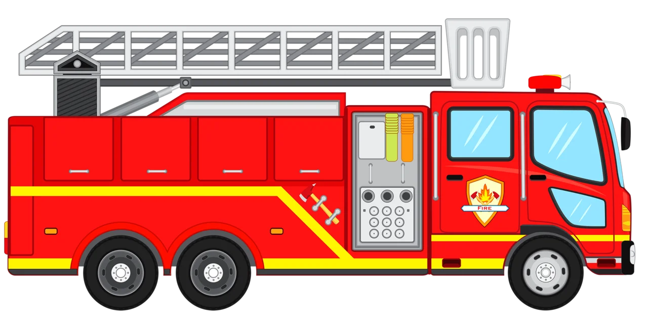 Bright Red Emergency Fire Engine Cartoon Clipart for Kids and Enthusiasts