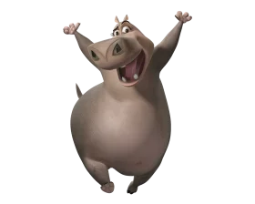 Cheerful and Playful Hippo Clipart Character with Exuberant Pose